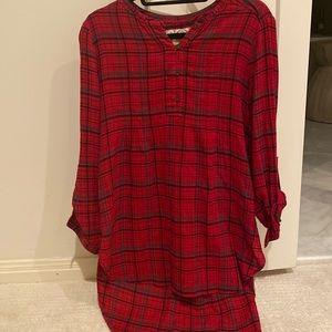 Anthropologie red plaid tunic/top